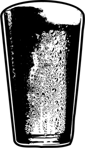 Vector clip art of cold pint of beer in black and white